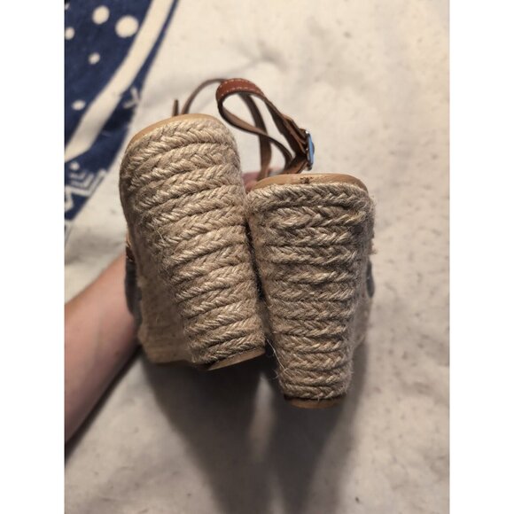 Y Not? gray canvas slingback espadrille platform 4in wedge sandal size 11 - Picture 6 of 10